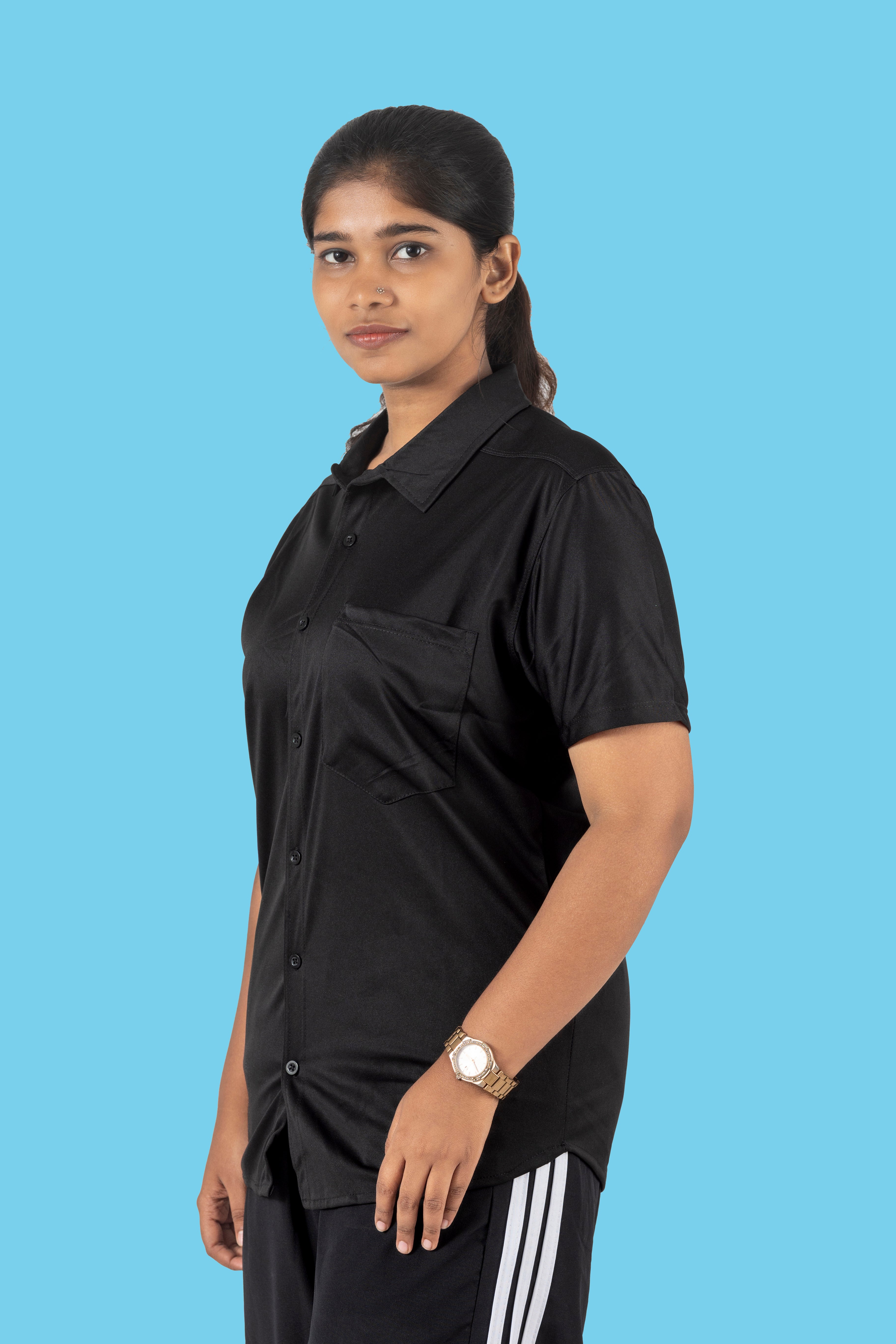 BLACK HALF SLEEVE LYCRA SHIRT
